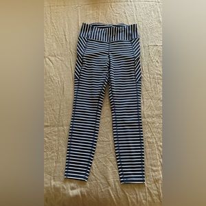 Navy and white striped 7/8 leggings